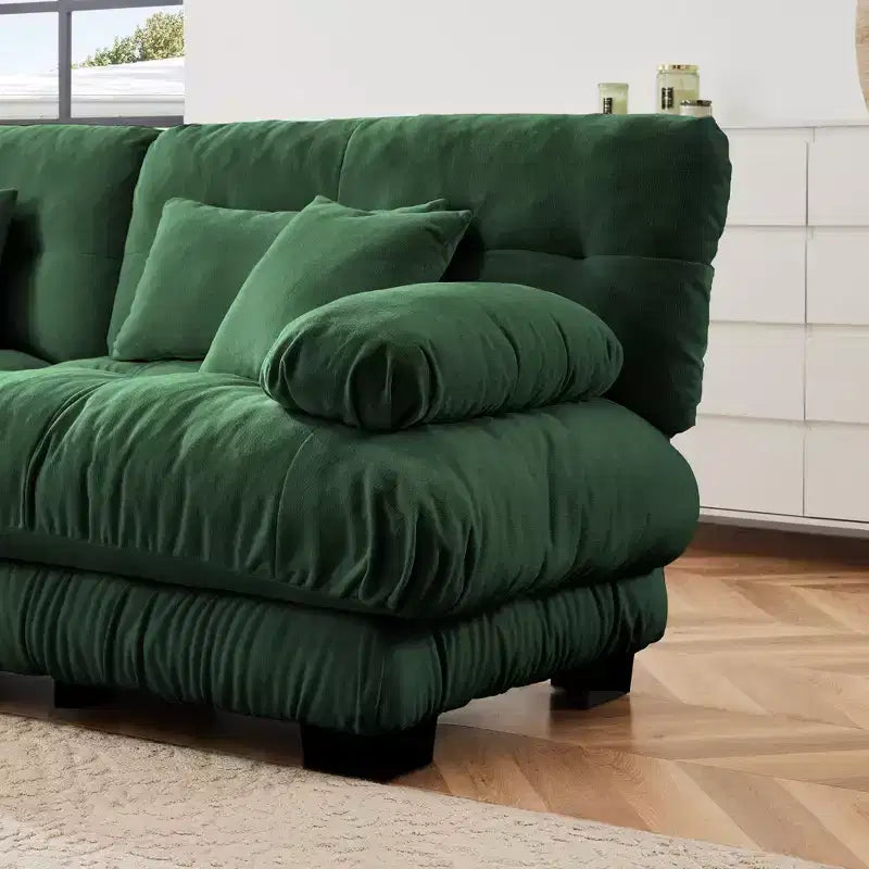 Divano componibile a 3 posti con seduta profonda, divano in ciniglia, divano morbido e confortevole con rivestimento in ciniglia color caffè chiaro