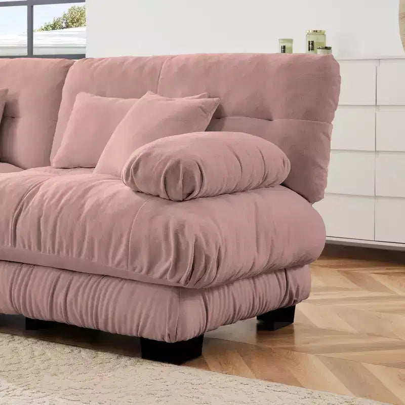 Divano componibile a 3 posti con seduta profonda, divano in ciniglia, divano morbido e confortevole con rivestimento in ciniglia color caffè chiaro