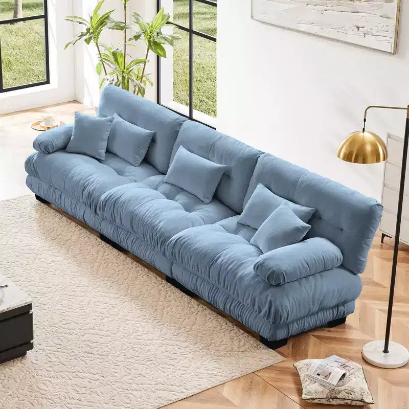 Divano componibile a 3 posti con seduta profonda, divano in ciniglia, divano morbido e confortevole con rivestimento in ciniglia color caffè chiaro