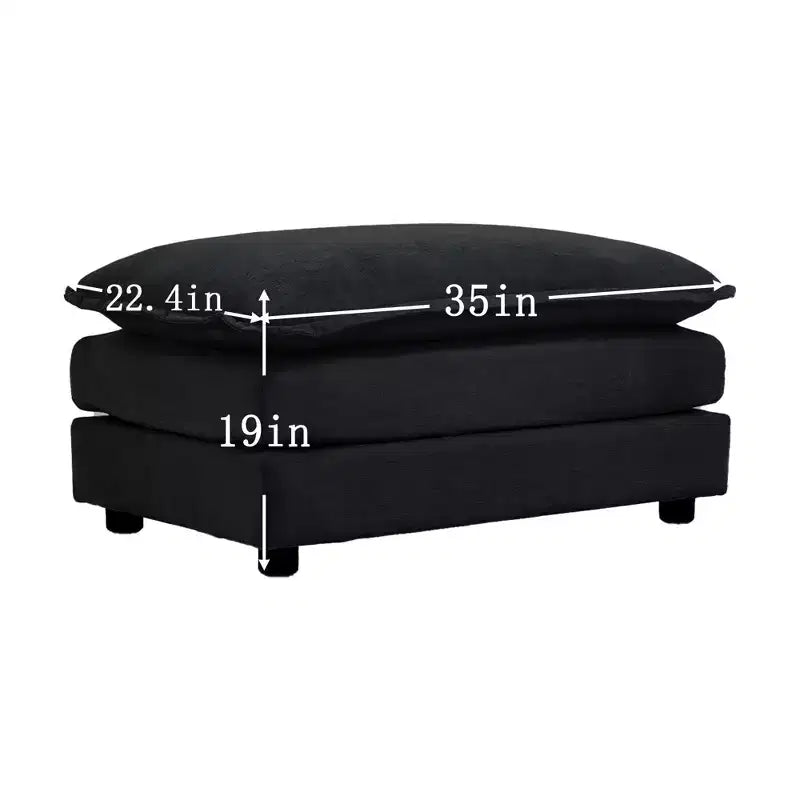Divano Componibile a 6 Posti Ultra Morbido a U con 3 Pouf 3 Cuscini Decorativi e 2 Cuscini Bracciolo in Ciniglia Beige