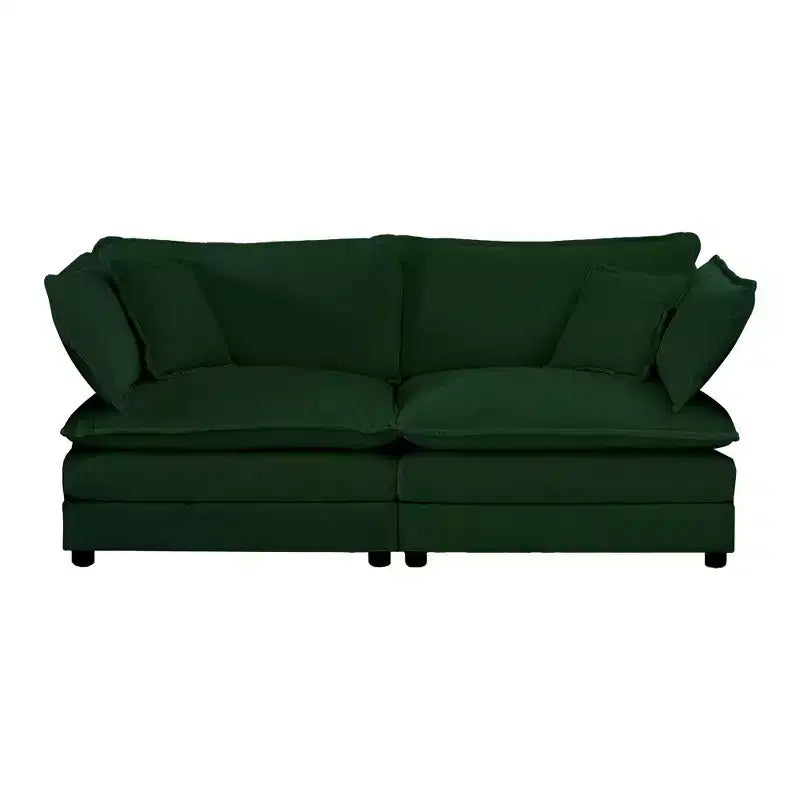 Divano due posti in ciniglia con 1 poggiapiedi Divano componibile a L due posti con pouf Divanetto con pouf per piccoli spazi abitativi Ciniglia beige
