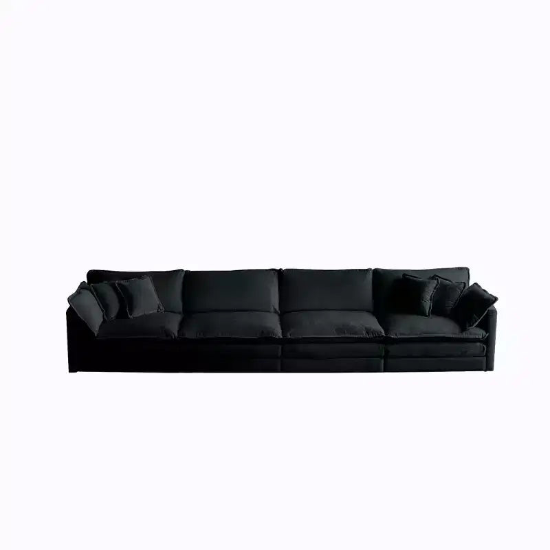 Divano componibile a U con chaise longue reversibile e due pouf extra in ciniglia verde