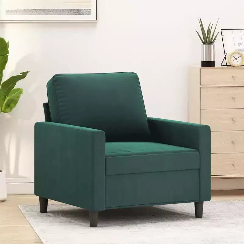 vidaXL Poltrona in Velluto Verde Scuro - Comoda Poltrona con Lussuoso Tessuto in Velluto, Robusta Struttura in Metallo e Accattivante Design Moderno