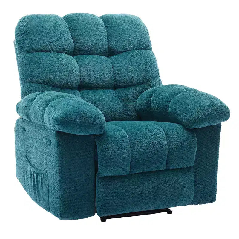 Oversized Manual Recliner Chair, Ergonomic Breathable Reclining Chair Padded Seat & 2 Side Pockets, Single Sofa for Living Room, Bedroom
