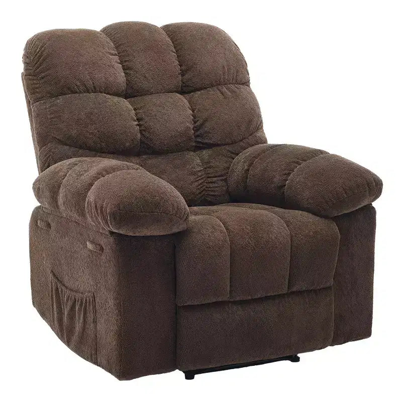 Poltrona reclinabile manuale di grandi dimensioni, poltrona reclinabile ergonomica e traspirante con seduta imbottita e 2 tasche laterali, divano singolo per soggiorno, camera da letto