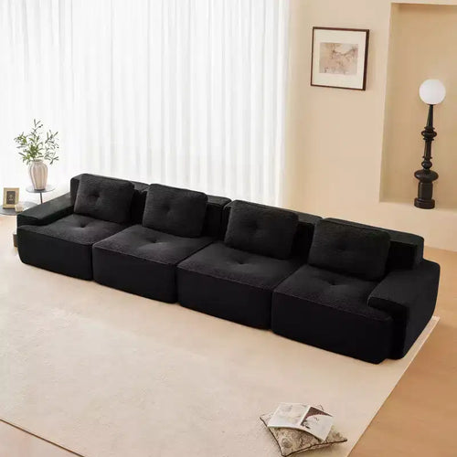 Divano componibile moderno 153 per soggiorno, tessuto in velluto a coste, divano a 4 posti con seduta profonda, nessun assemblaggio richiesto, color cammello