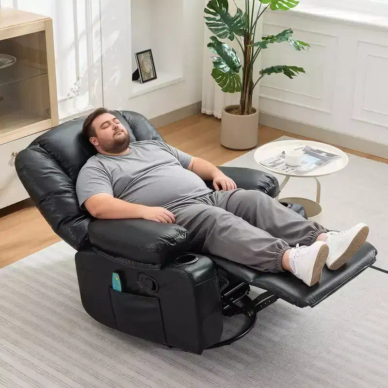 Acekool Poltrona Reclinabile con Massaggio e Riscaldamento, Girevole a 360°, Extra Larga, in ciniglia o PU, per Soggiorno e Camera da Letto