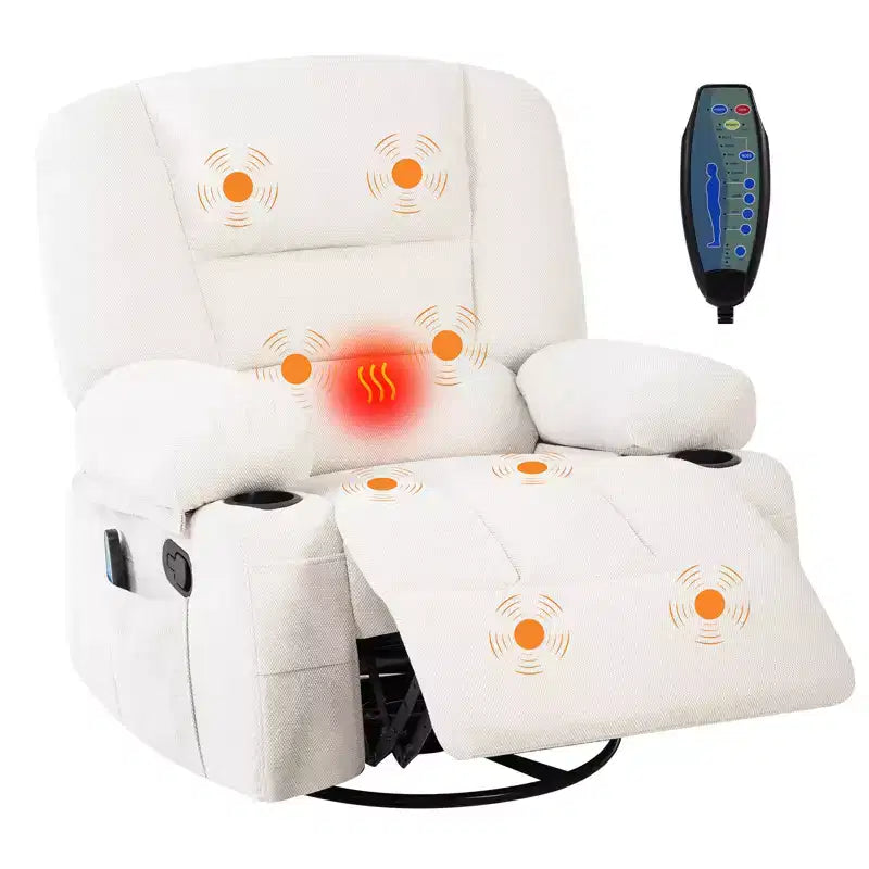 Acekool Poltrona Reclinabile con Massaggio e Riscaldamento, Girevole a 360°, Extra Larga, in ciniglia o PU, per Soggiorno e Camera da Letto