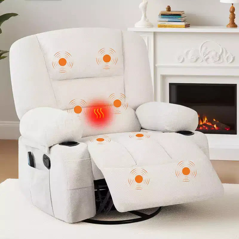 Acekool Poltrona Reclinabile con Massaggio e Riscaldamento, Girevole a 360°, Extra Larga, in ciniglia o PU, per Soggiorno e Camera da Letto