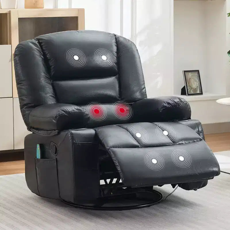Acekool Poltrona Reclinabile con Massaggio e Riscaldamento, Girevole a 360°, Extra Larga, in ciniglia o PU, per Soggiorno e Camera da Letto