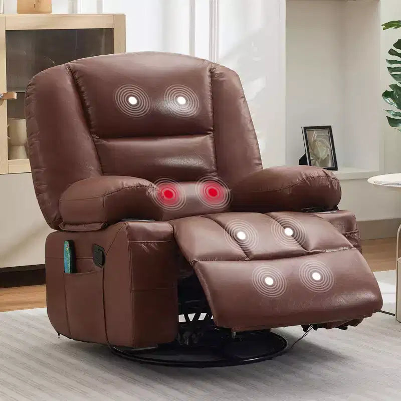 Acekool Poltrona Reclinabile con Massaggio e Riscaldamento, Girevole a 360°, Extra Larga, in ciniglia o PU, per Soggiorno e Camera da Letto
