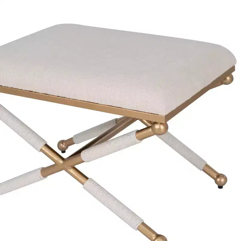 Sgabello d'appoggio Linon Ashburn Campaign Oatmeal Gold