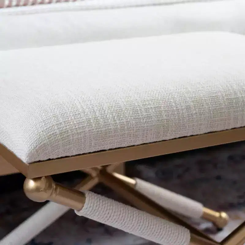 Sgabello d'appoggio Linon Ashburn Campaign Oatmeal Gold