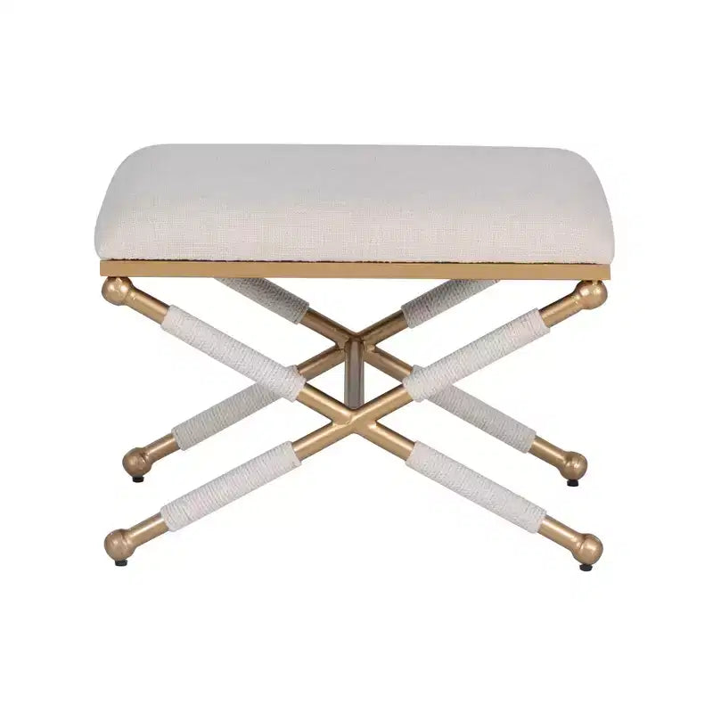 Sgabello d'appoggio Linon Ashburn Campaign Oatmeal Gold