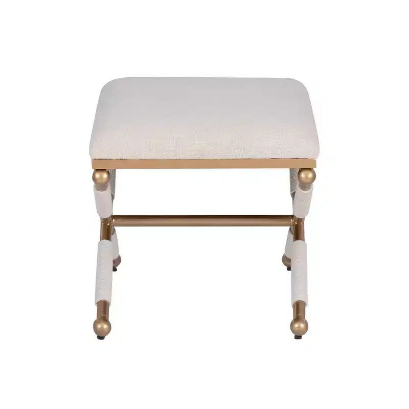 Sgabello d'appoggio Linon Ashburn Campaign Oatmeal Gold